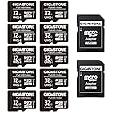 Gigastone 32GB Micro SD Card Full HD Video Surveillance Security Camera Action Camera Drone Micro SDHC UHS-I U1 C10 90MB/s (Pack of 10)