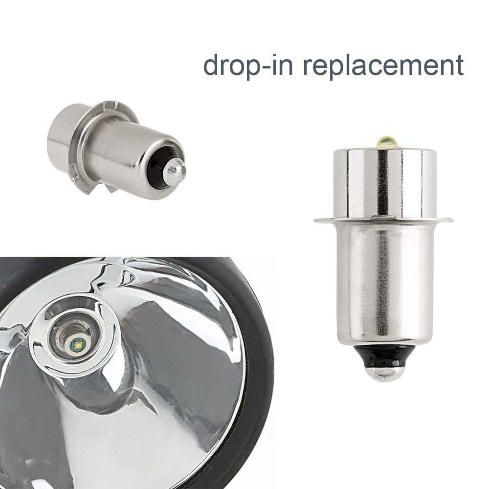 JOMITOP 2 Pack P13.5S LED Replacement Bulbs DC 3W 4-12V LED Upgrade Bulb for Maglight Flashlight on 3 4 5 6 Cell Lantern Torch