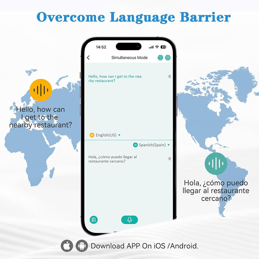 M10 AI Language Translator Earbuds, Supports 144 Languages,Online Translation Real Time, Earphone 3-in-1 Accents，Earbuds Perfect for Travel Business…