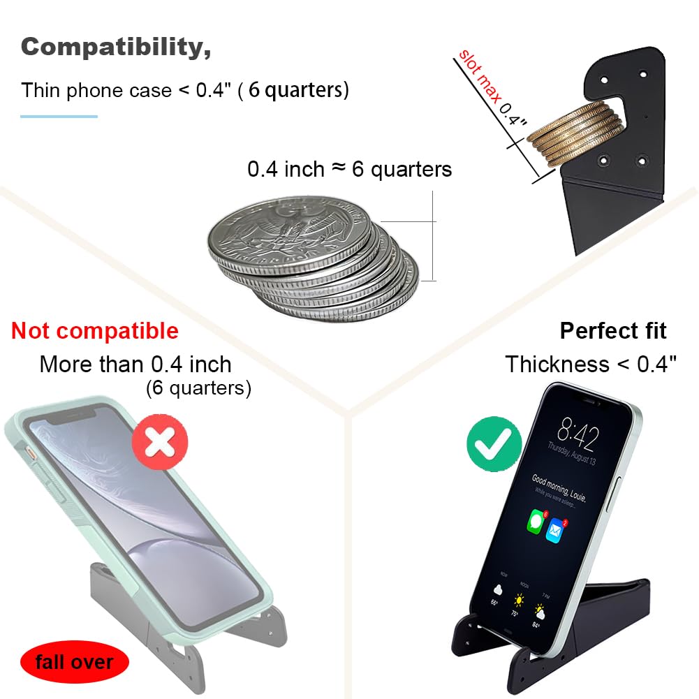 Kemoxan 8 Pack Portable Cell Phone Stand for Desk, Colourful Pocket Smartphone Kickstand, V Small Phone Travel Mount ?0.4" Slot Width? Compatible
