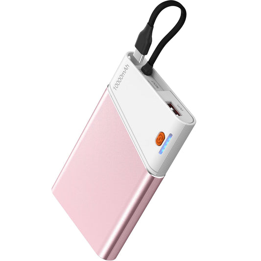 Aaoyun Portable Charger Power Bank, 10000mAh 22.5W PD Fast Charging Powerbank with Built-in USB C Cable, Slim External Phone Battery Pack for iPhone