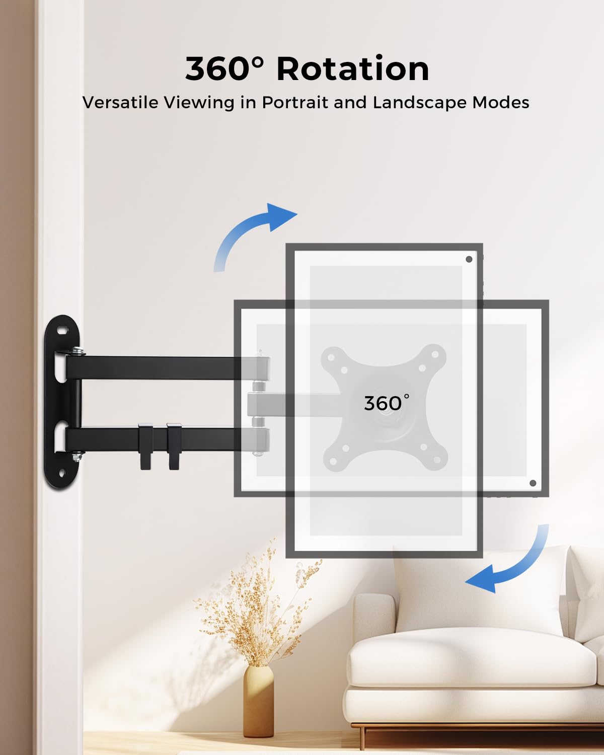 UBeesize Wall Mount for Echo Show 21 and Echo Show 15, Full-Motion Extendable 360° Swivel & 270° Tilt Bracket for Alexa Show 21 &15 - Heavy-Duty, Easy