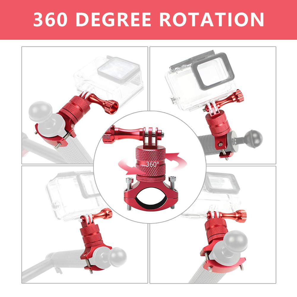 ParaPace Mountain Bike Mount for GoPro Hero 13/12/11/10/9/8/7/6/5/4/3+, 360 Degree Rotation Aluminium Bike Handlebar Holder Bicycle Rack Adjuster