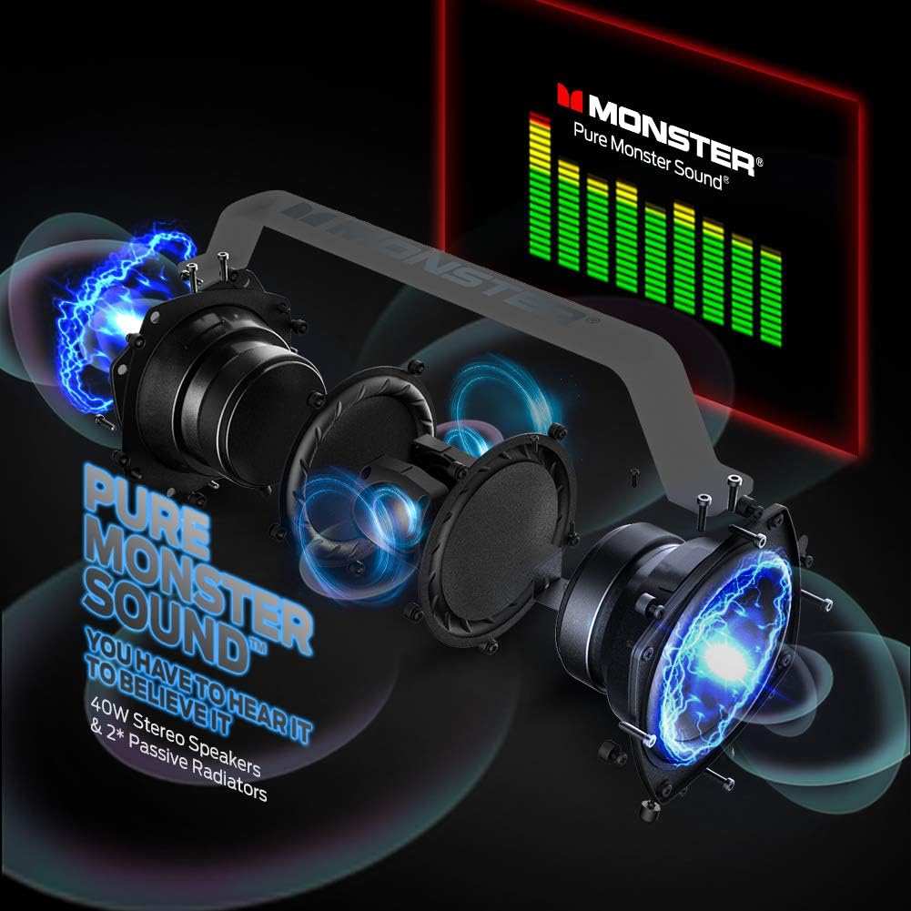 Monster Adventurer Force Bluetooth Speaker IPX7 Waterproof Speaker 5.0 with Microphone Input, 80W Portable Bluetooth Speakers with 40H Playtime