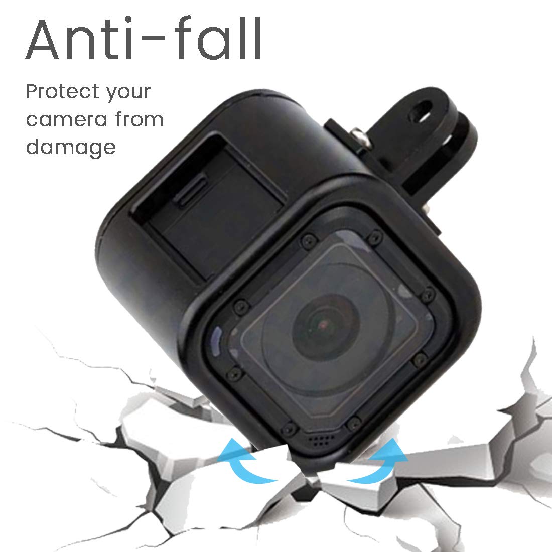 CNC Aluminum Alloy Housing Sport Camera Shell Box Frame Mount Prevent Overheating Case for GoPro Hero 5 Session/Hero 4 Session(Black)