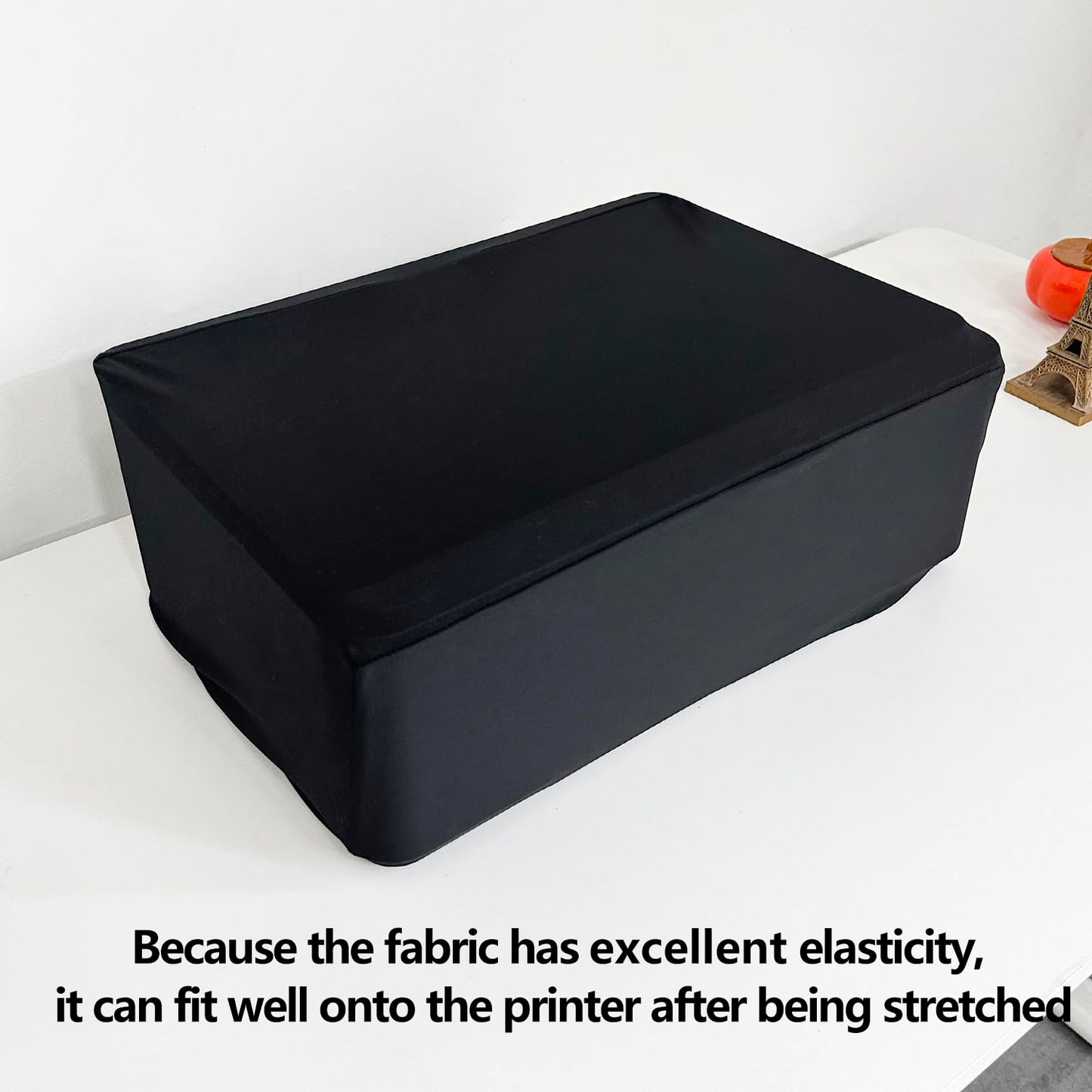 COCOBOW Universal Elastic Waterproof Printer Dust Cover - Minimalist Black Stretch Fabric Protector with Drawstring Closure & Metal Buckle for Most