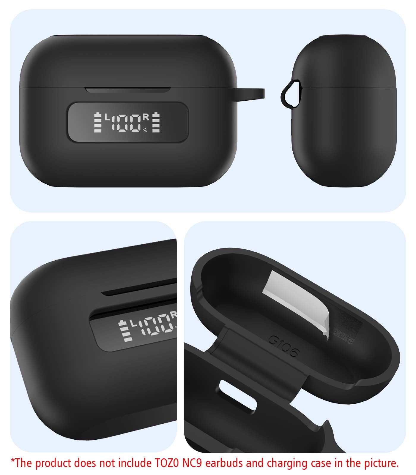 AGENTNANO for TOZ0 NC9(2024) Case Cover, Silicone Protective Battery Display Visible Design Cover ONLY for TOZO NC9 Hybrid Active Noise Cancelling