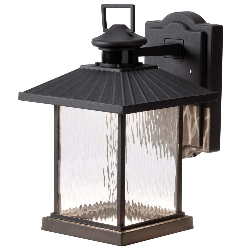 Hampton Bay 1000 001 784 Lumsden Wall-Mount Outdoor Black Led Motion Sensor Lantern