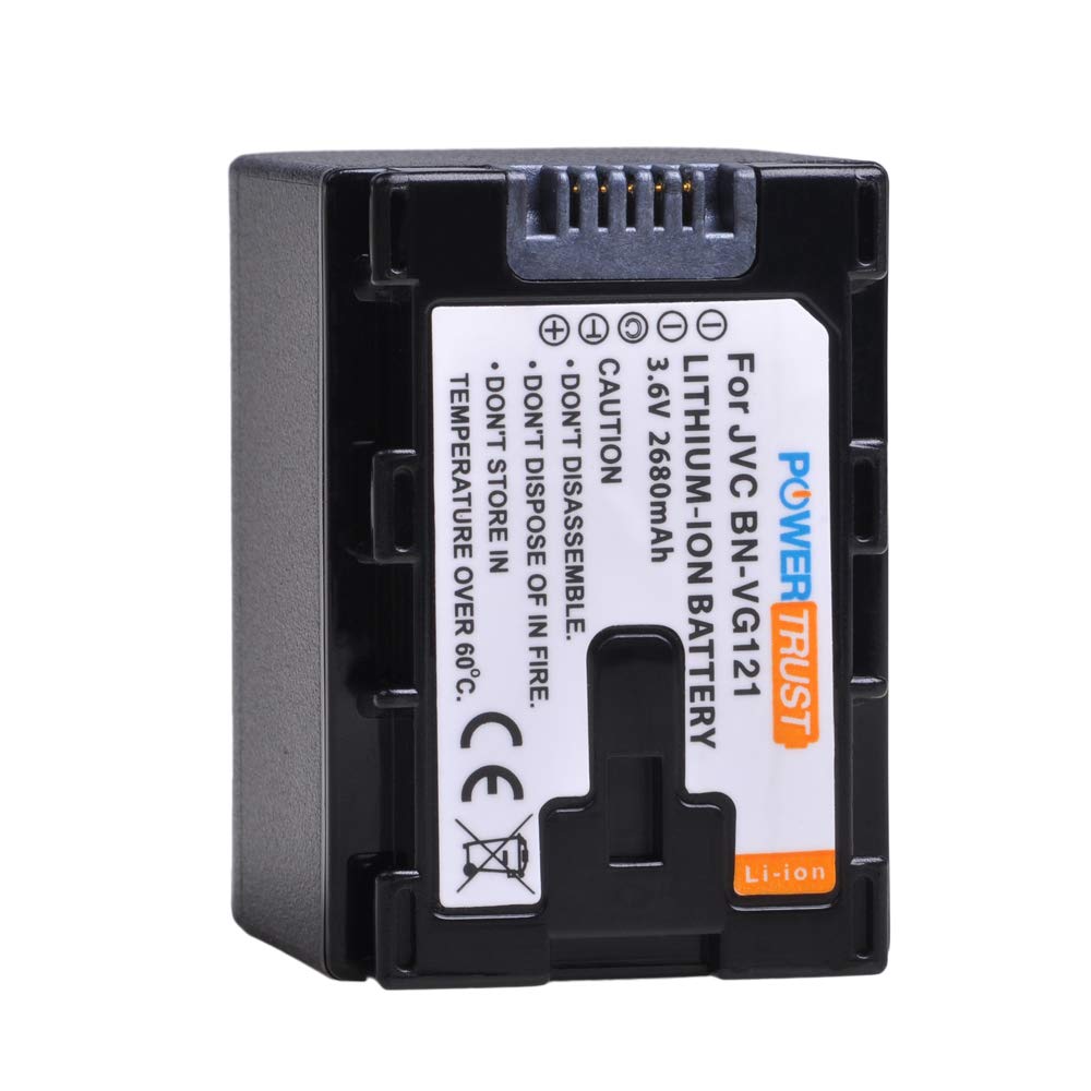 PowerTrust 1x BN-VG121 BN-VG121US VG121US Battery + LCD USB Charger for JVC Everio GZ-E Series BN-VG138, BN-VG138US, BN-VG107, BN-VG107U, BN-VG107US