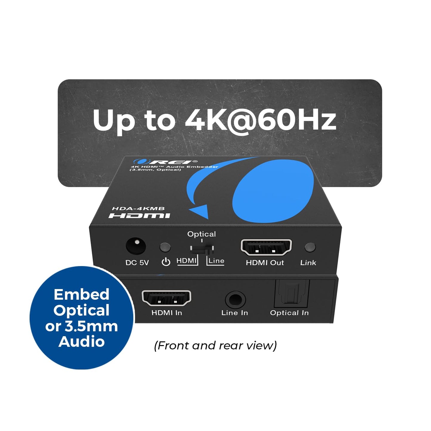 OREI 4K HDMI Audio Embedder, Audio Embedder Inserter Digital Analog Audi + DVI to HDMI Support TOSLINK Optical 3.5mm Jack AUX Sound Input 4K60Hz