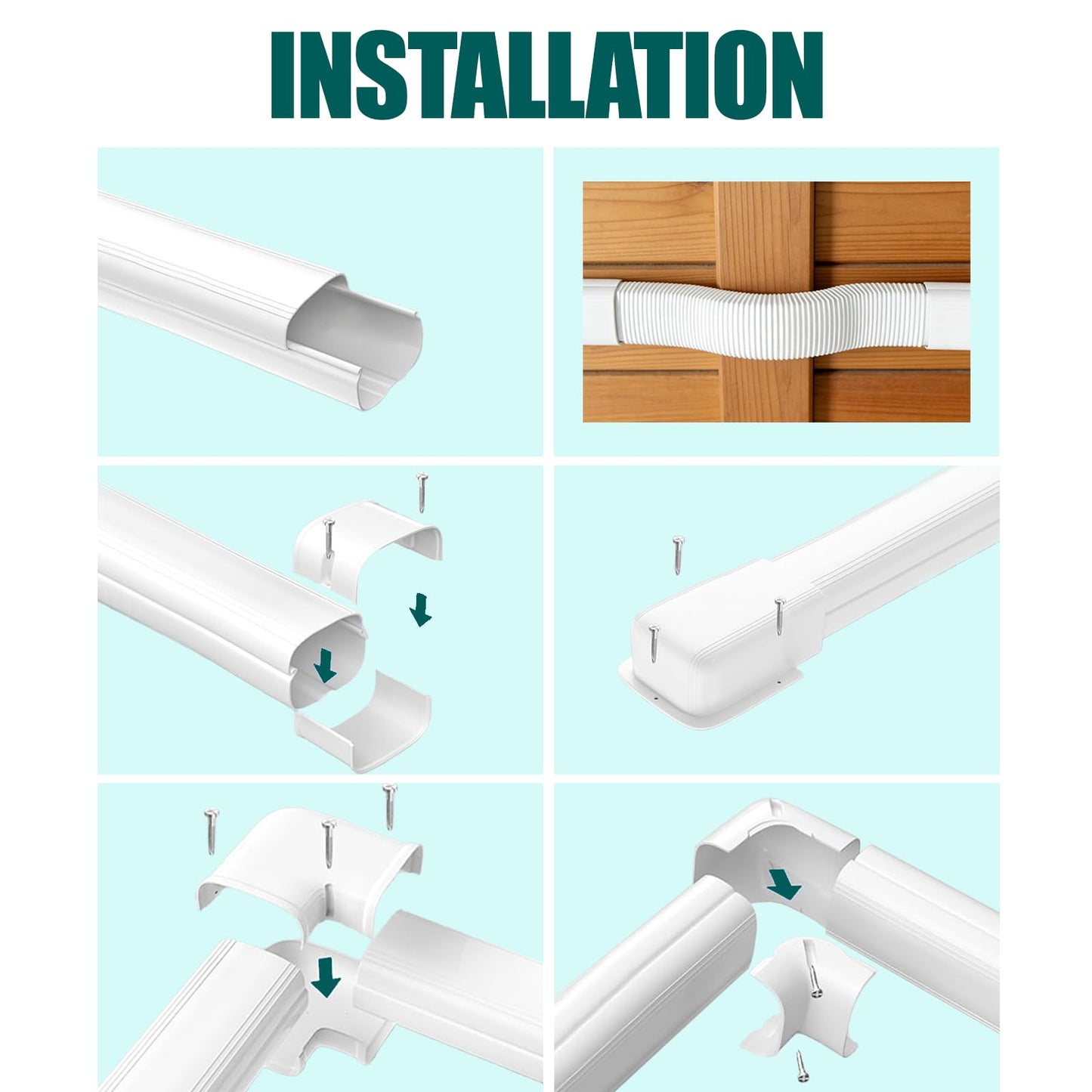 GROVOAK Mini Split Line Set Cover Kit - Decorative PVC AC Cover with Lifelike Green Plants, Easy DIY Installation, Fits Mini Split, Central AC & Heat