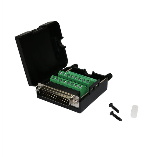 TwinkleBay DB25 Connector to Wiring Terminal Db25 Breakout Board Solder-Free (Male Adapter with Case)