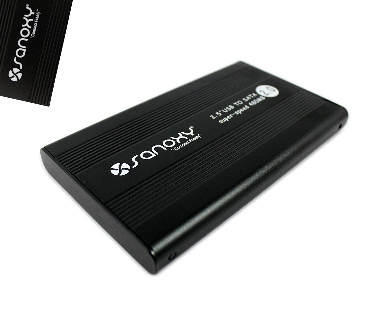 SANOXY USB 2.0 External 2.5-Inch HDD Enclosure Case for Laptop, PC, Mac (SATA Black)