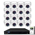 GW Security 16 Channel 4K NVR 5MP PoE IP Surveillance Security Camera System with 16 Super HD 1920P 30FPS Real-Time Waterproof Microphone PoE Security