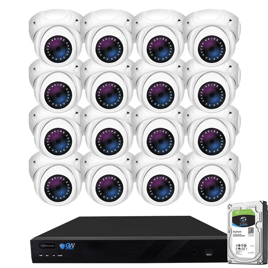 GW Security 16 Channel 4K NVR 5MP PoE IP Surveillance Security Camera System with 16 Super HD 1920P 30FPS Real-Time Waterproof Microphone PoE Security