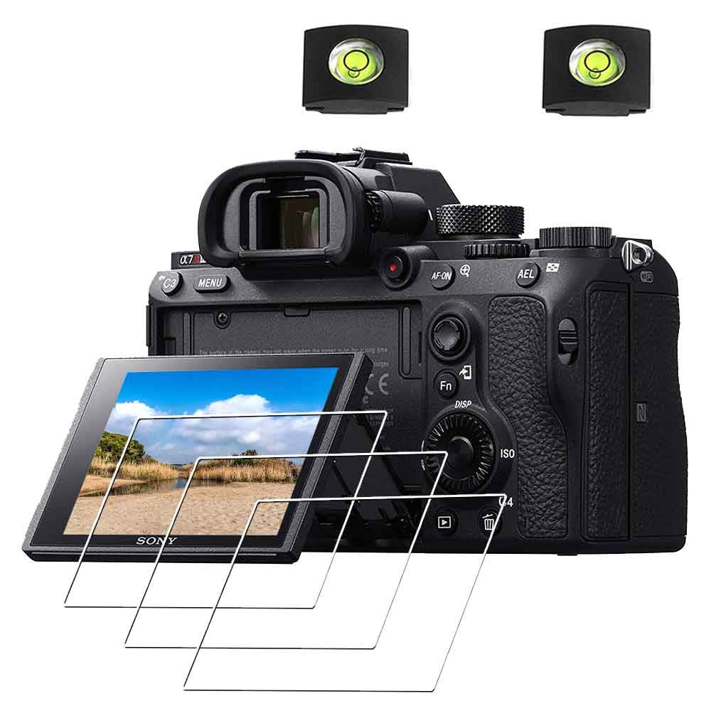 Screen Protector for Sony A7S III A1 Alpha 1 7S III A7S3 A7SIII & Hot Shoe Cover [3+2Pack],ULBTER 0.3mm 9H Hardness Tempered Glass Cover Anti-Scrach