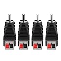 Borsuer RCA to Speaker Wires Adapter, 4Pcs RCA Male to Spring Press Type Terminal Speaker Wire Cable Converter Non-Soldering RCA Jacks