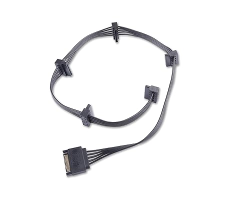 ELFJMZP SATA 15PIN Male to 5 SATA 15 Pin Female Power Splitter 1 to 5 Serial ATA Powered Expansion Cable for PC/NAS/Server SSD/HDD, DVD/CD-ROM - 28.3