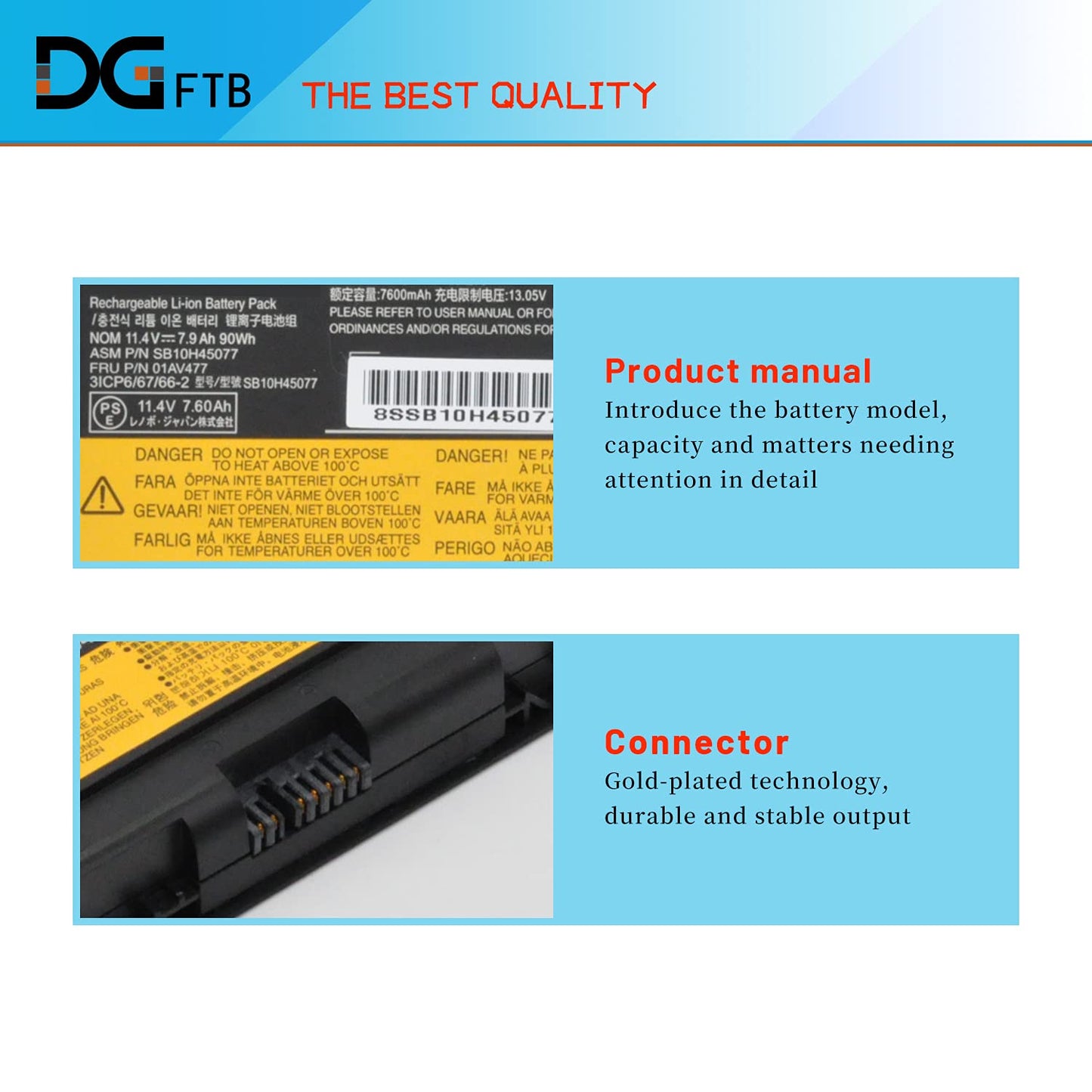 DGTECH 77+ 01AV477 Laptop Battery Compatible with Lenovo Thinkpad P50 P51 P52 Series SB10H45077 SB10H45078 00NY493 00NY492 L17L6P51 L17M6P51
