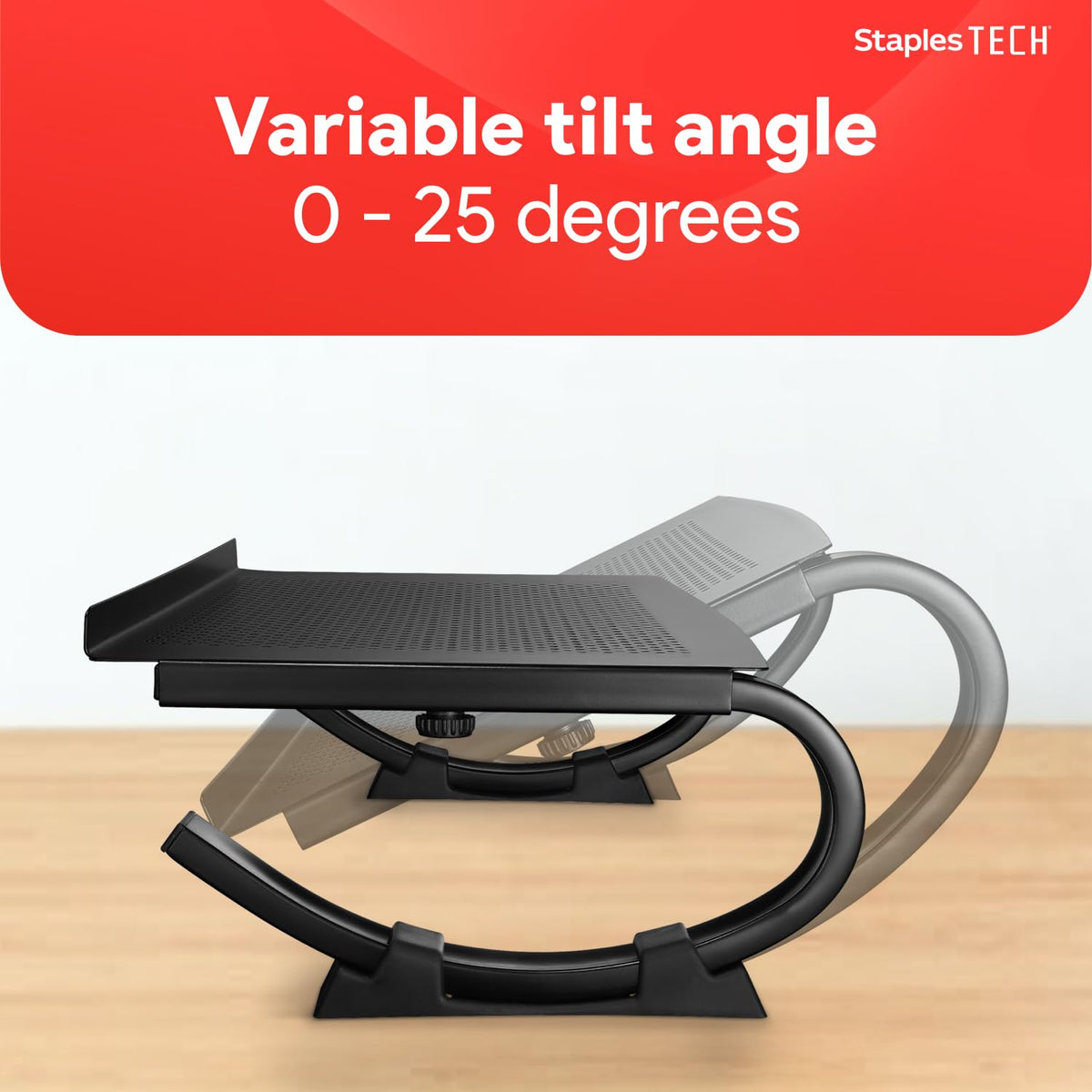 Staples TECH Adjustable Steel Laptop Stand, Ergonomic Curved Riser
