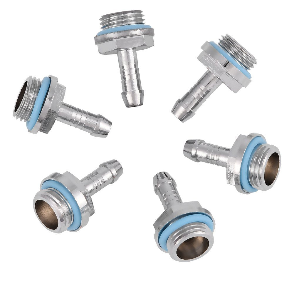 6 PCS PC Water Cooling TwoTouch Fitting G1/4 Thread Barb Connector for Tube 11mm