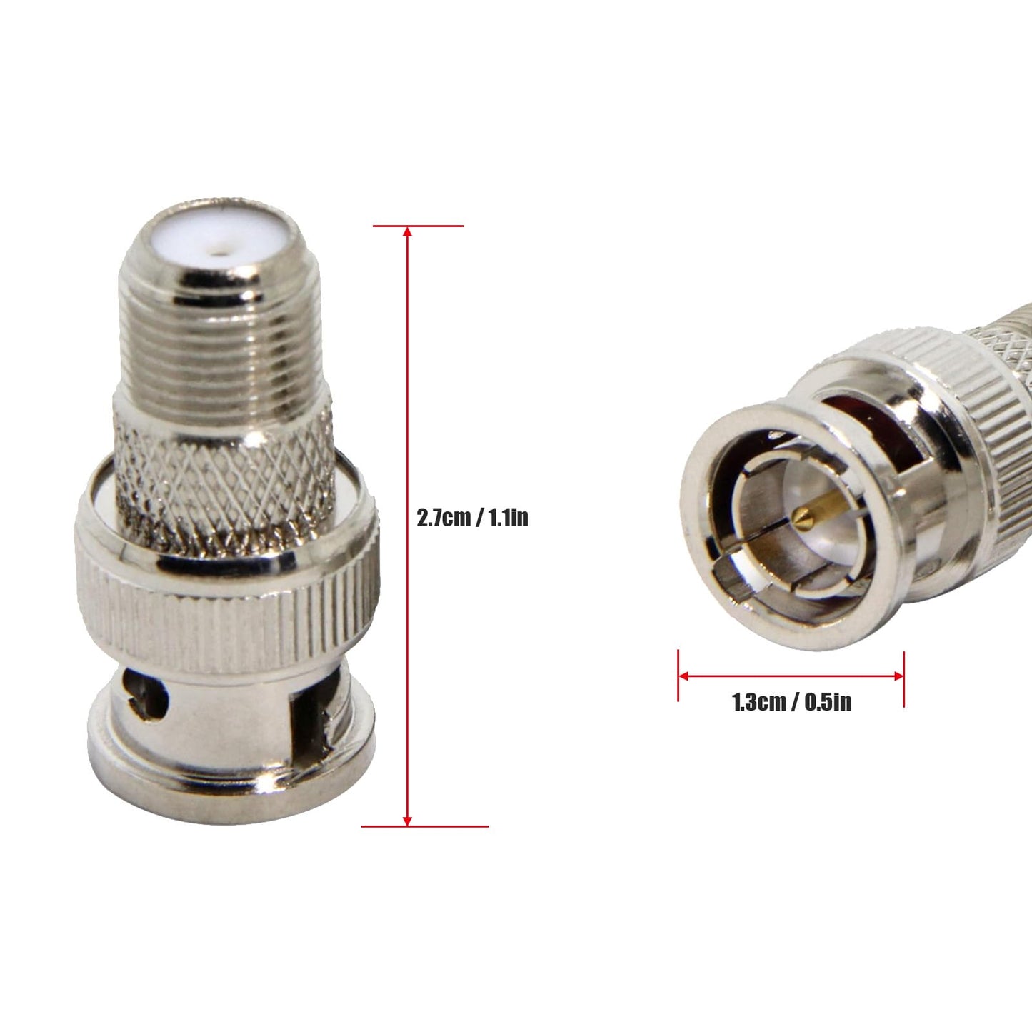 hrsyyl 10pcs BNC Male Plug to F Female Jack Adapter BNC Male Connector for CCTV Scanner Camera