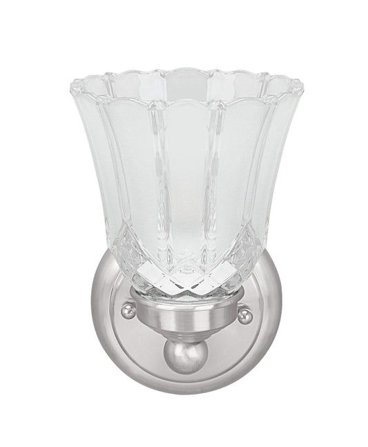Aspen Creative 62170-1A, One-Light Metal Bathroom Vanity Wall Light Fixture, 4-3/4" Wide, Transitional Design in Satin Nickel