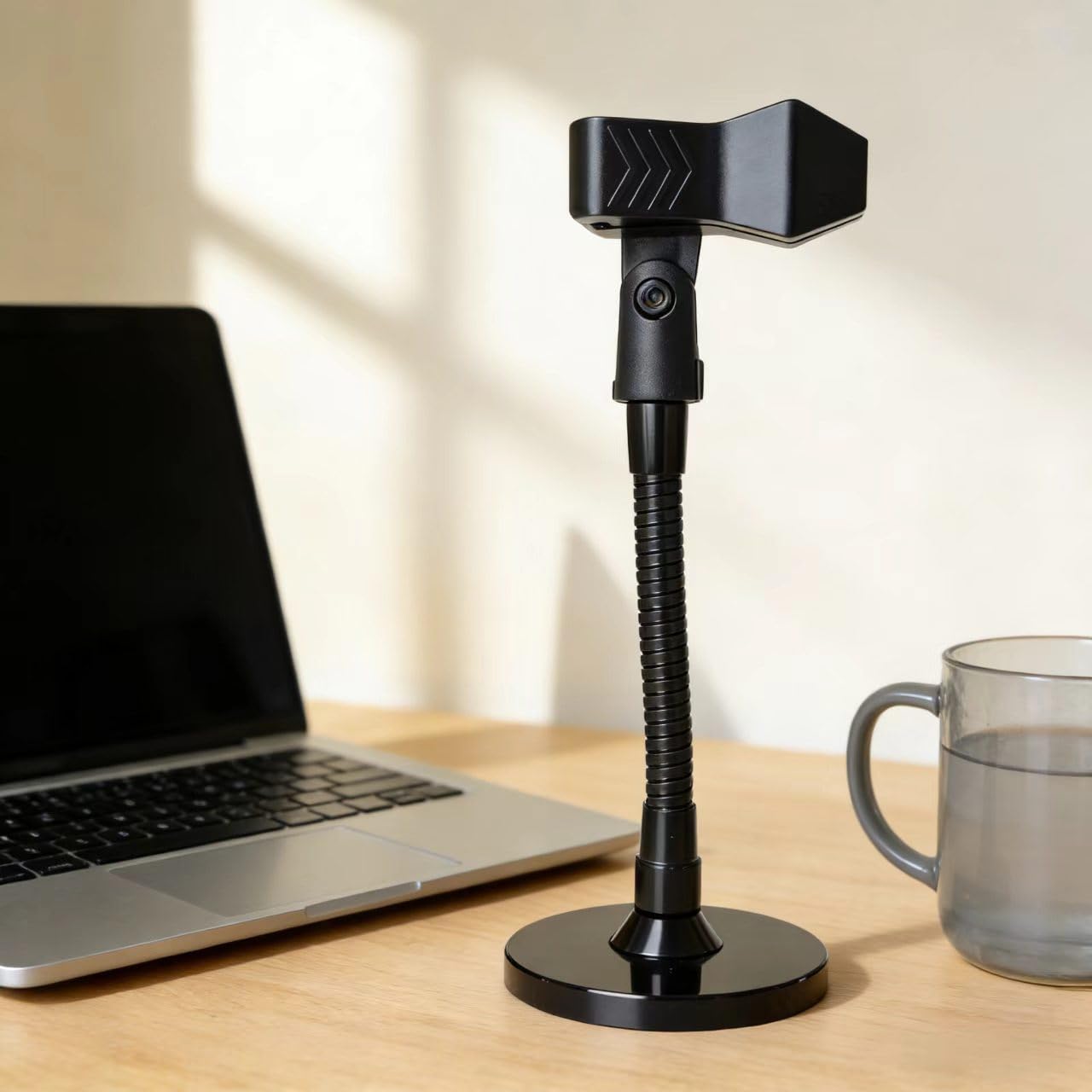 Microphone Holder Stands Flexible Gooseneck 6 Inch for Podium With Universal Clip, Black, 100mm Heavy Base Stand