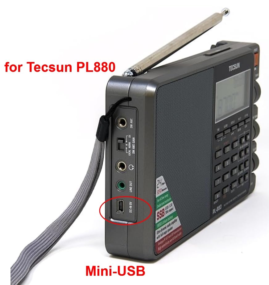 T Power for 5V Mini-USB Ac Adapter Charger Tecsun PL-880 AM FM Radio Receiver, Texas Instruments TI-84 TI-89 C.Crane Radio SWP CCRadio-SWP…