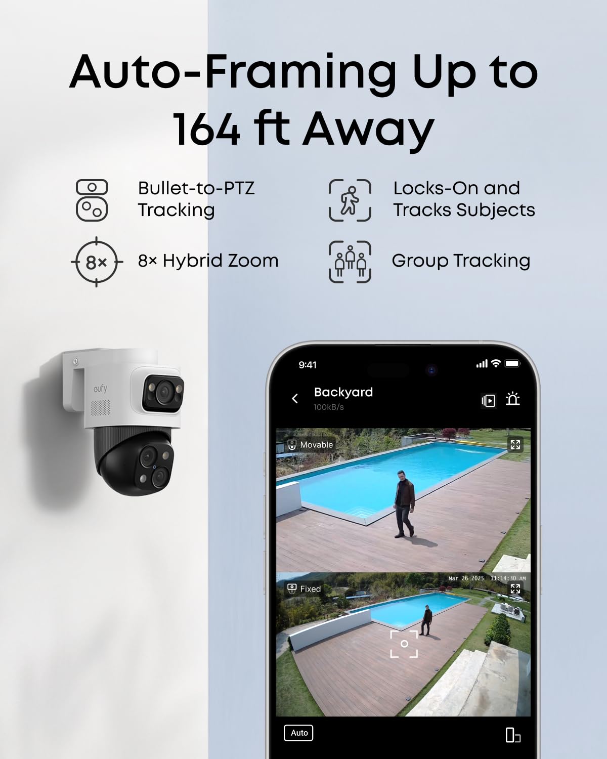 eufy PoE NVR Security Camera System S4, 24/7 Recording,Up to 16CH, 2TB HDD, 2 Bullet-PTZ Cams, 2 Bullet Cams, 360° PTZ, AI Auto Framing & Tracking