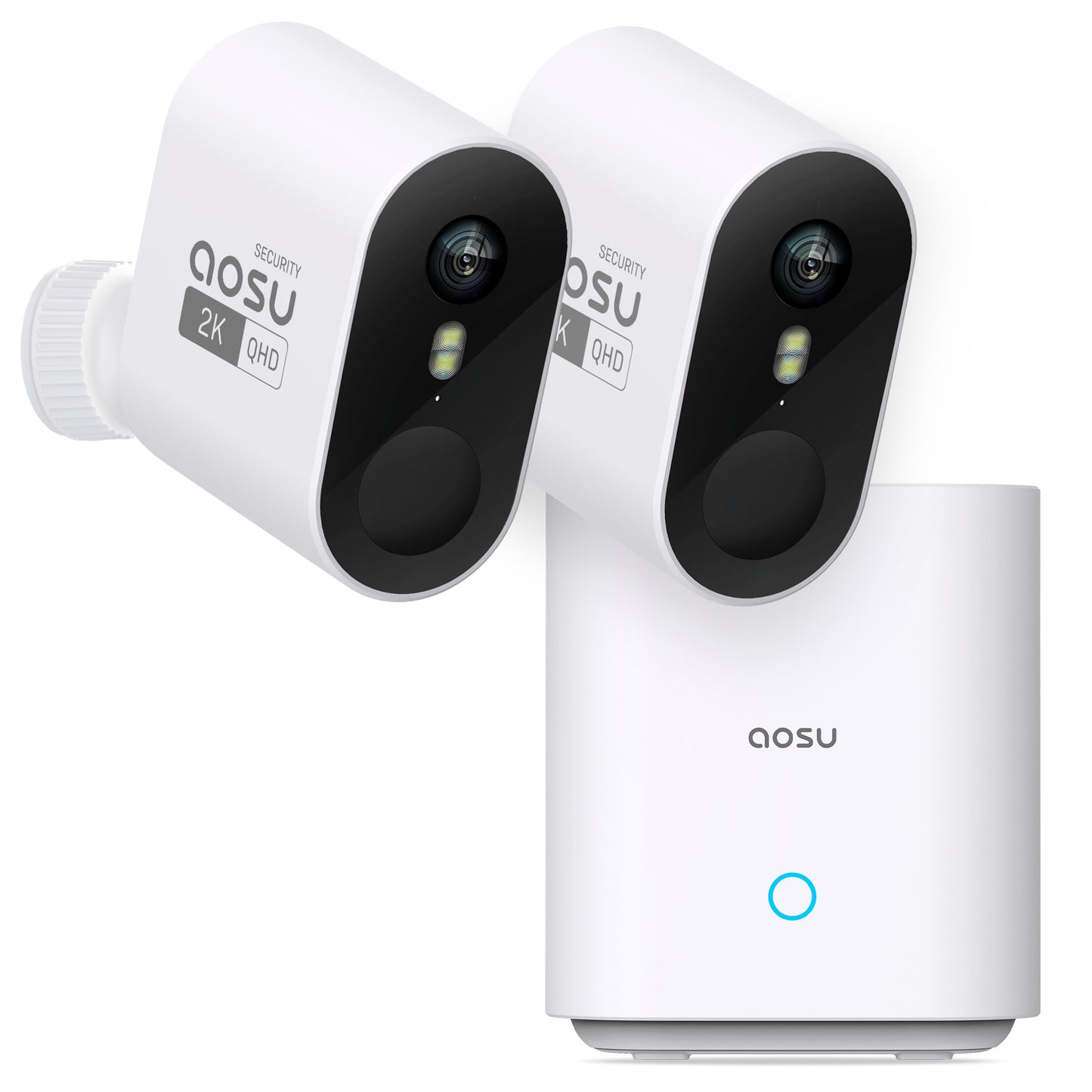 aosu Security Cameras Wireless Outdoor Home System, True 2K HD Night Vision, No Subscription Required, Long Battery Life, 166° Wide View, Spotlight