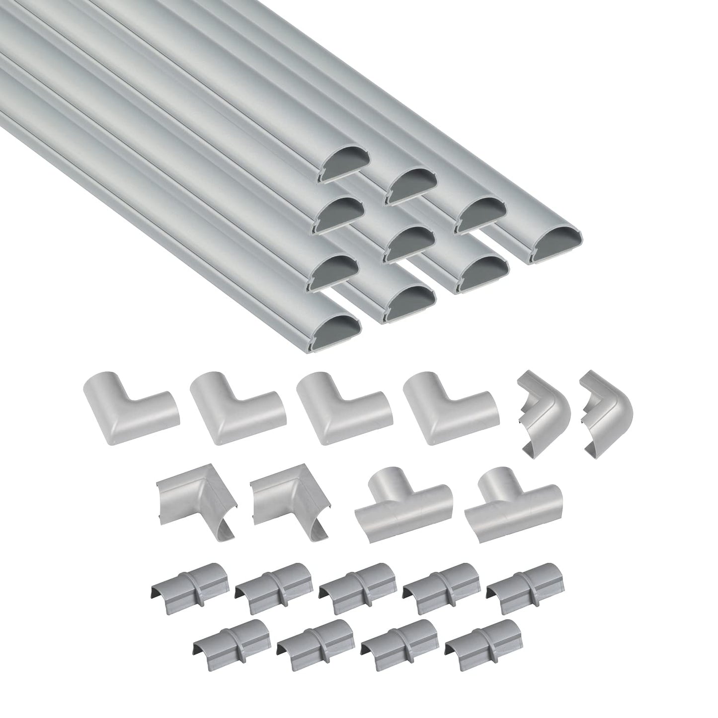 D-Line 157in Cord Cover Kit, Self-Adhesive Wire Hiders, Cable Raceway to Hide Wires on Wall, Electrical Cable Management - 10x 15.7 Lengths & 19