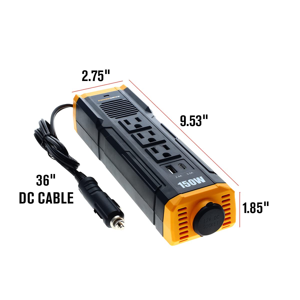 PowerDrive PWD150S 150 Watt Power Strip Inverter