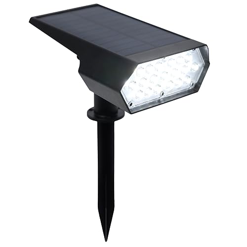 Alpine Corporation 11" Tall Outdoor Solar Pathway Spotlight Stake with Bright White LED Light, Black