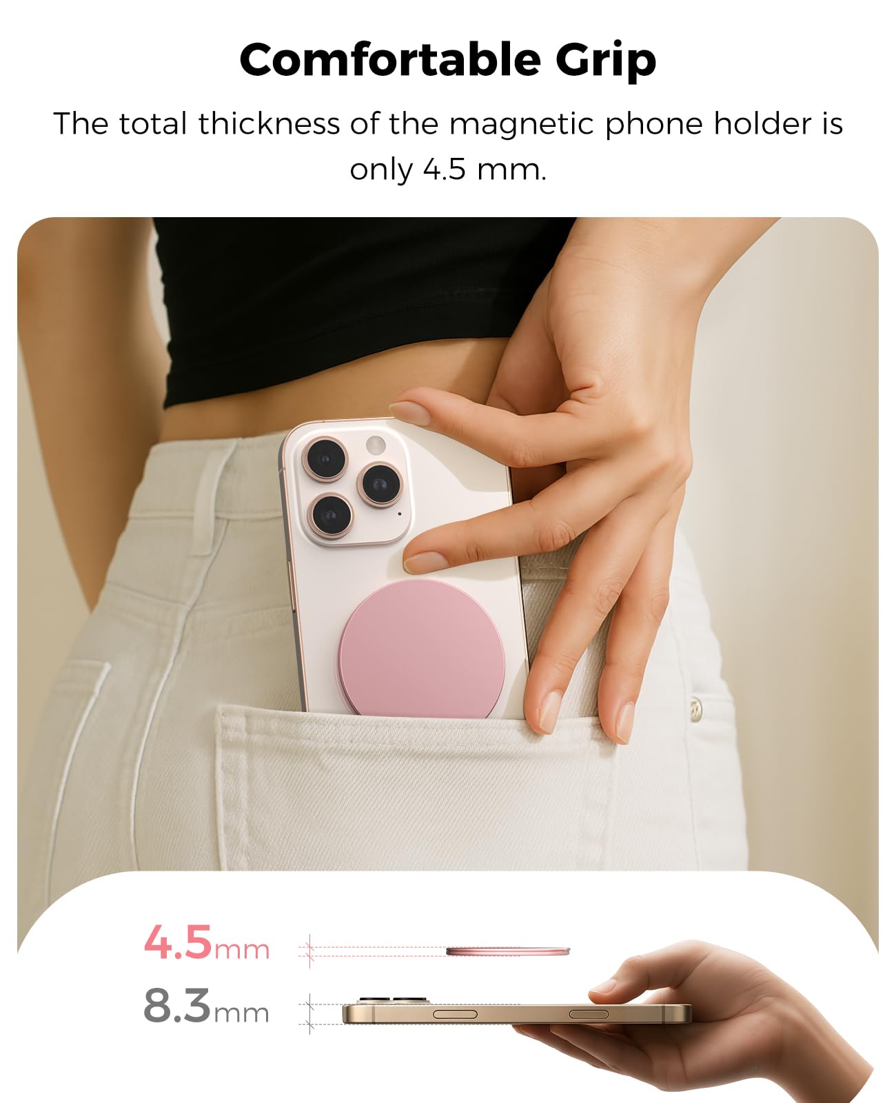 KERZEAT Two-Sided Magnetic Phone Ring Holder for MagSafe, Magnetic Cell Phone Grip Stand Finger Ring Kickstand Compatible with iPhone