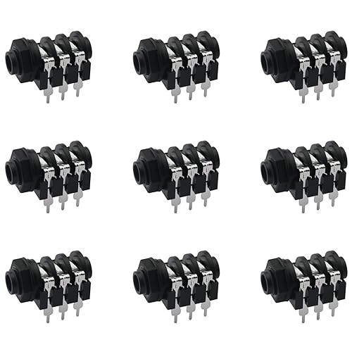 6-Pin Female Headphone Socket ZCZQC 10PCS PCB Panel Mount 6 Pin 1/4inch 6.35mm Female Socket Stereo Headphone Jacks Connectors