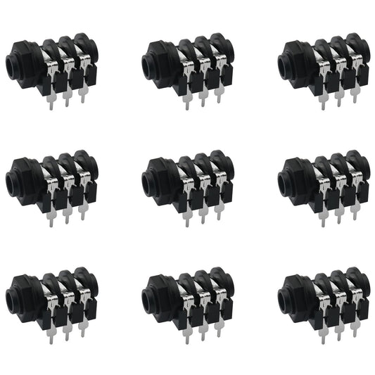 6-Pin Female Headphone Socket ZCZQC 10PCS PCB Panel Mount 6 Pin 1/4inch 6.35mm Female Socket Stereo Headphone Jacks Connectors