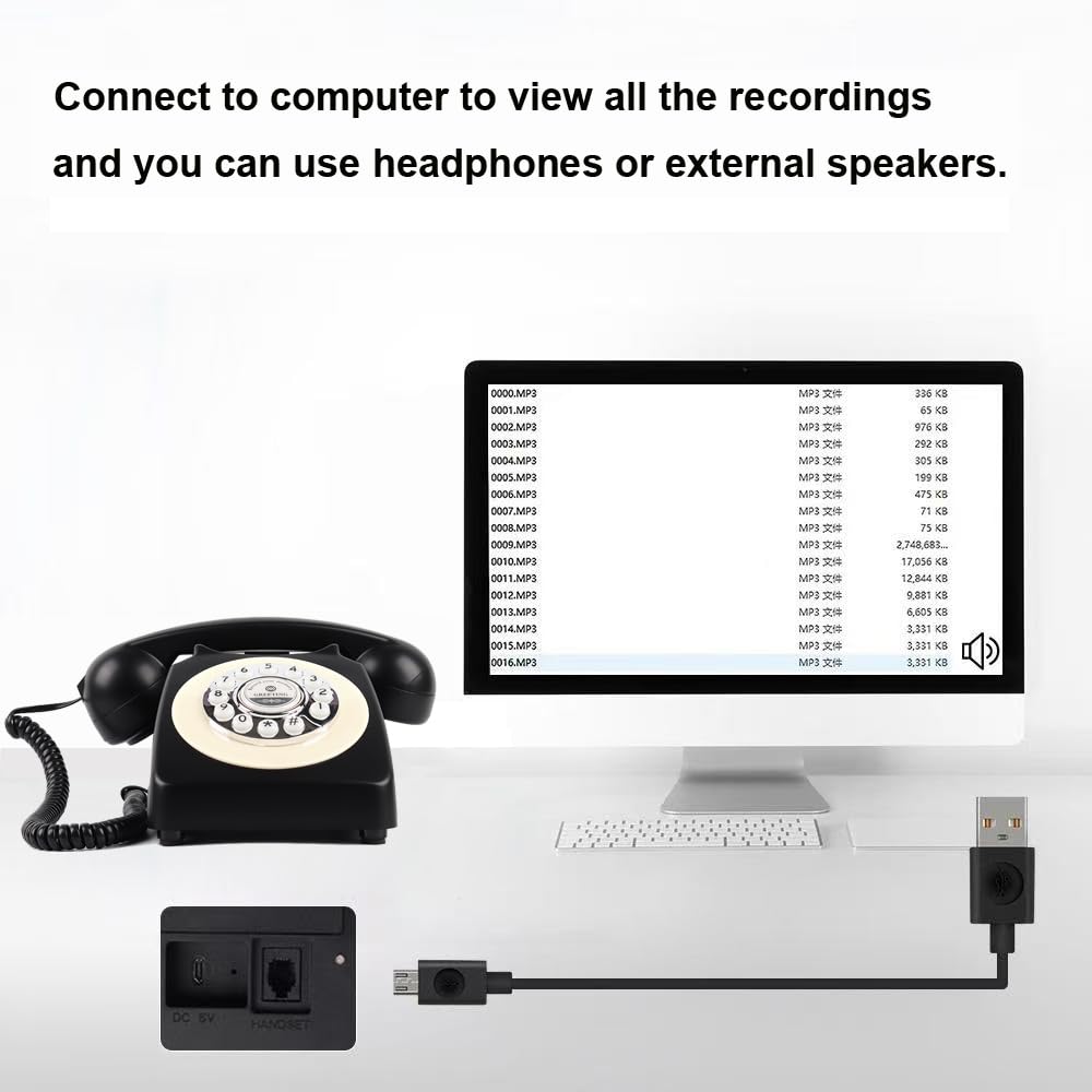 TelPal Voice Recording Audio Guest Book - Guest Book Phone for Weddings, Bridal Showers, Anniversaries | Retro Telephone Voice Recorder | USB