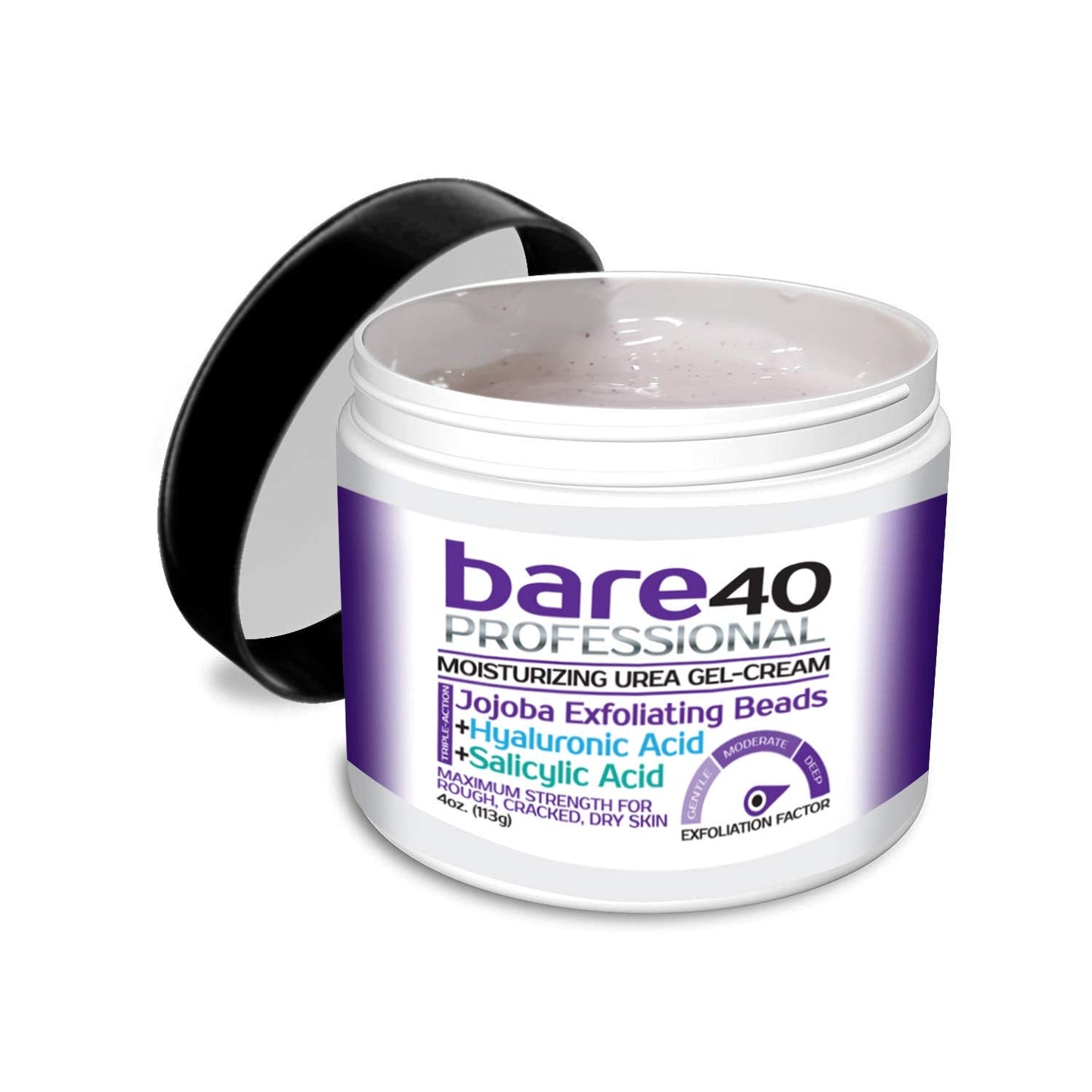 BARE 40 PRO Urea Gel 40% with 2% Salicylic Acid, Hyaluronic Acid & Tea Tree Oil – Corns, Calluses, Cracked Heels Relief, 4oz Jar
