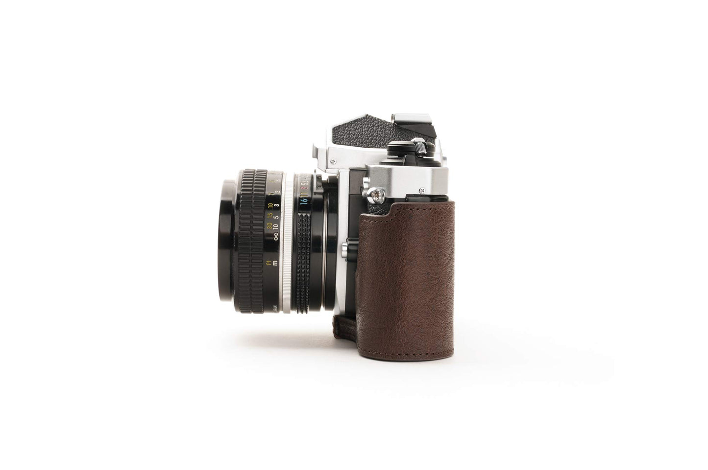 Nikon FM2 Case, BolinUS Handmade Genuine Real Leather Half Camera Case Bag Cover for Nikon FM2 FM FE FM2n FE2 With Hand Strap (Coffee)