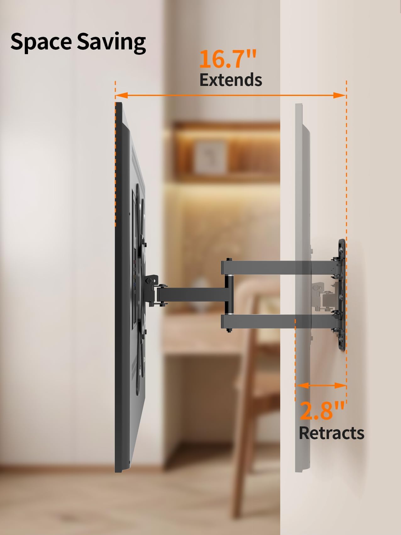 Full Motion TV Wall Mount, Universal Fit for 26-55 Inch TVs, Up to 77 lbs, Tilt Extension with Articulating Arms, TV Bracket Wall Mount, Bracket