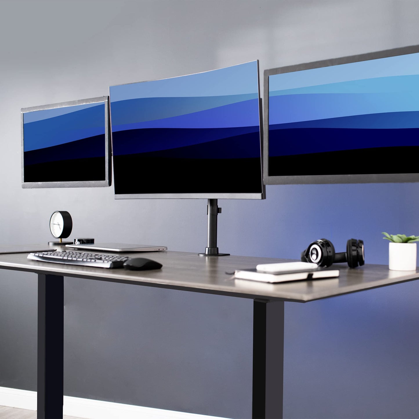 VIVO Triple Monitor Adjustable Heavy Duty Mount, Articulating Stand for 3 LCD Screens up to 24 inches STAND-V003M