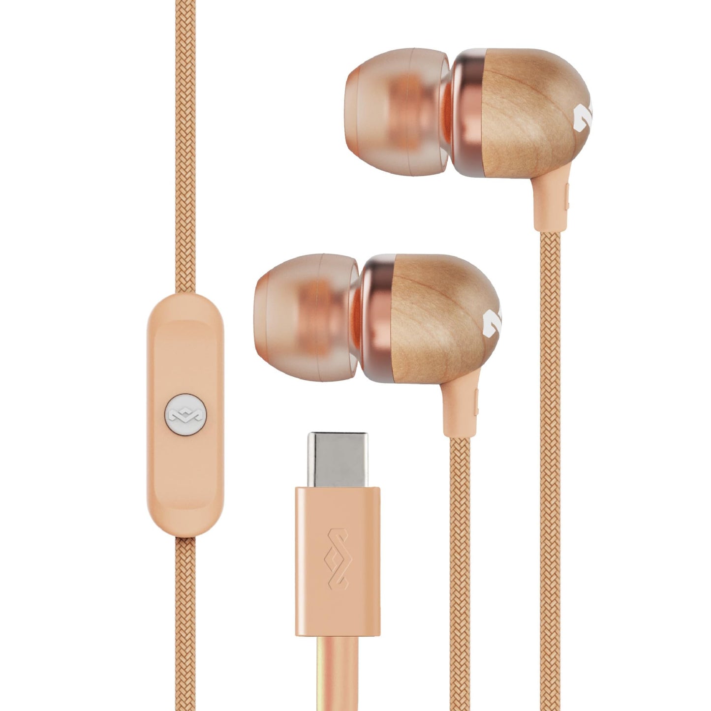 House of Marley Smile Jamaica USB-C Wired Earbuds with Microphone, in-Ear Headphones, 9.2mm Driver, Tangle-Resistant Cable, Plug-and-Play Earphones