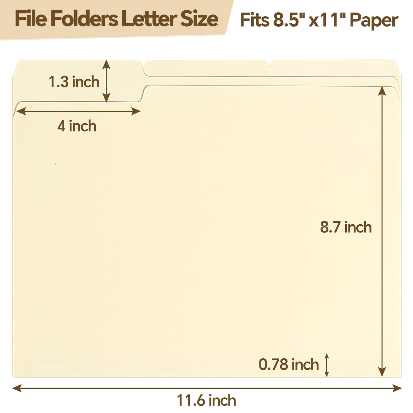 File Folders,21 Pack Manilla Folders 8.5x11,1/3 Cut Tabs Manila File Folders Letter Size for Easy Labeling and Organization,Vanilla Folders Great