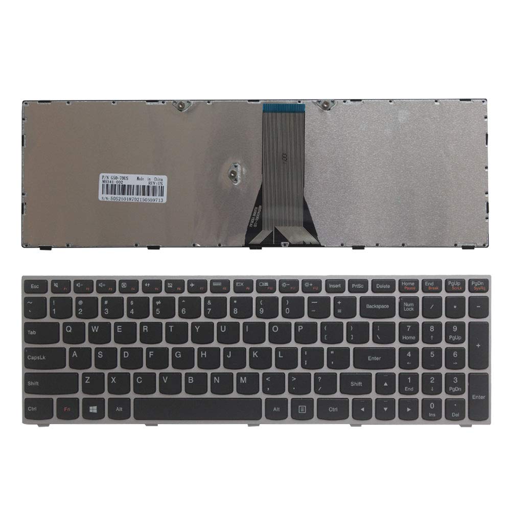 Laptop Replacement Keyboard Fit Lenovo IdeaPad 300-15 300-15IBR 300-15ISK 300-17ISK 305-15ABM (No Backlight Sliver)