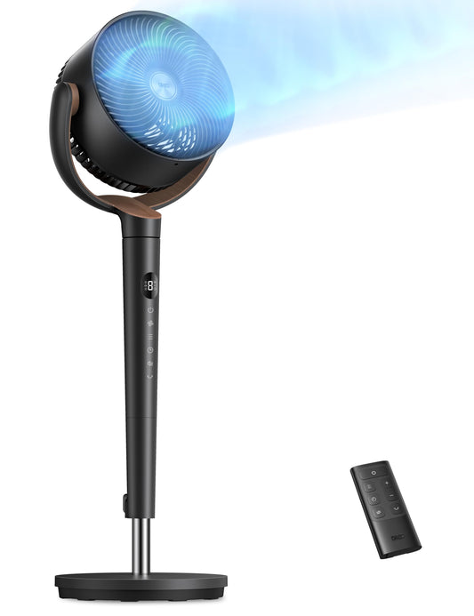 DREO Fan for Bedroom, 120° Oscillating Standing Fan, Quiet Floor Fan with DC Motor, Pedestal Fan for Room, 9 Speeds, 4 modes, 120° Manual Vertical