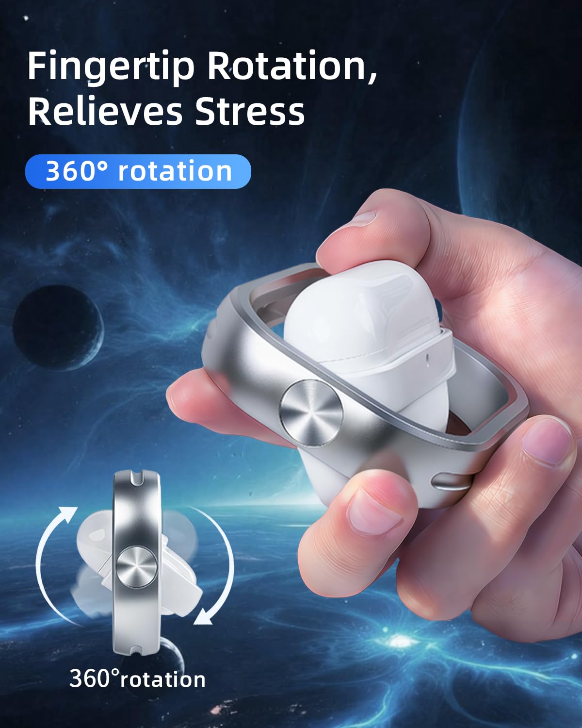 WISSJA for AirPods Pro 3 Case, All-Metal Rotating Case, Aluminum Alloy Fidget Stress-Relief Protective Cover, 360° Fingertip Rotation, Hollow-Out Heat