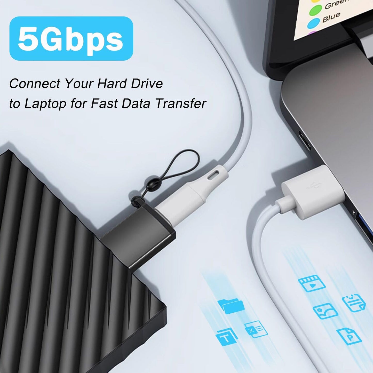 USB C to Micro B Adapter, USB 3.0 Micro B Male to USB C Female External Hard Drive Cable Adapter Compatible with Seagate, LaCie, Toshiba, Samsung…