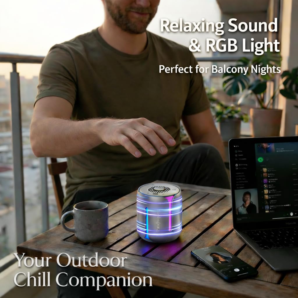 Interactive Spinning Bluetooth Speaker with RGB Light - Metal Fingertip Gyro Desk Gadget, Portable LED Night Light Speaker, USB-C Rechargeable Mini