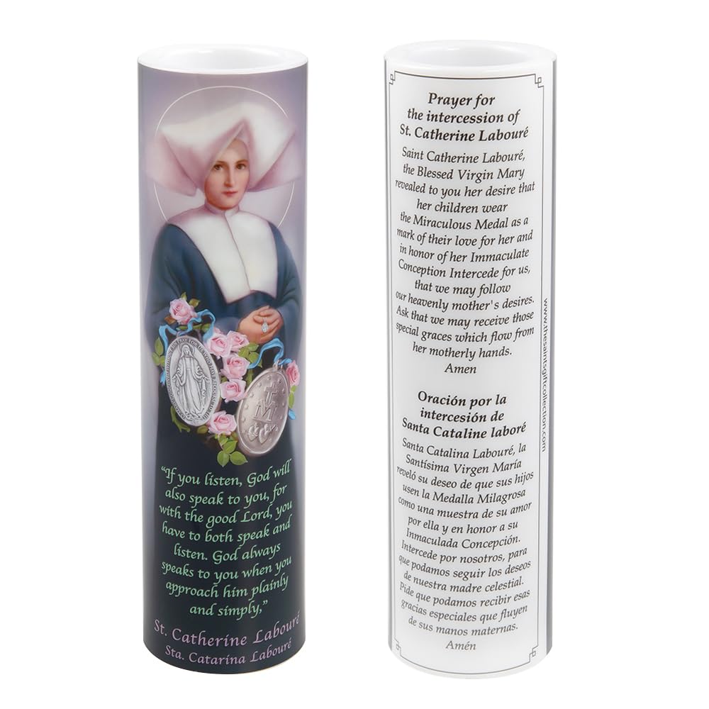 THE SAINTS COLLECTION St Catherine, LED Flameless Devotional Prayer Candle